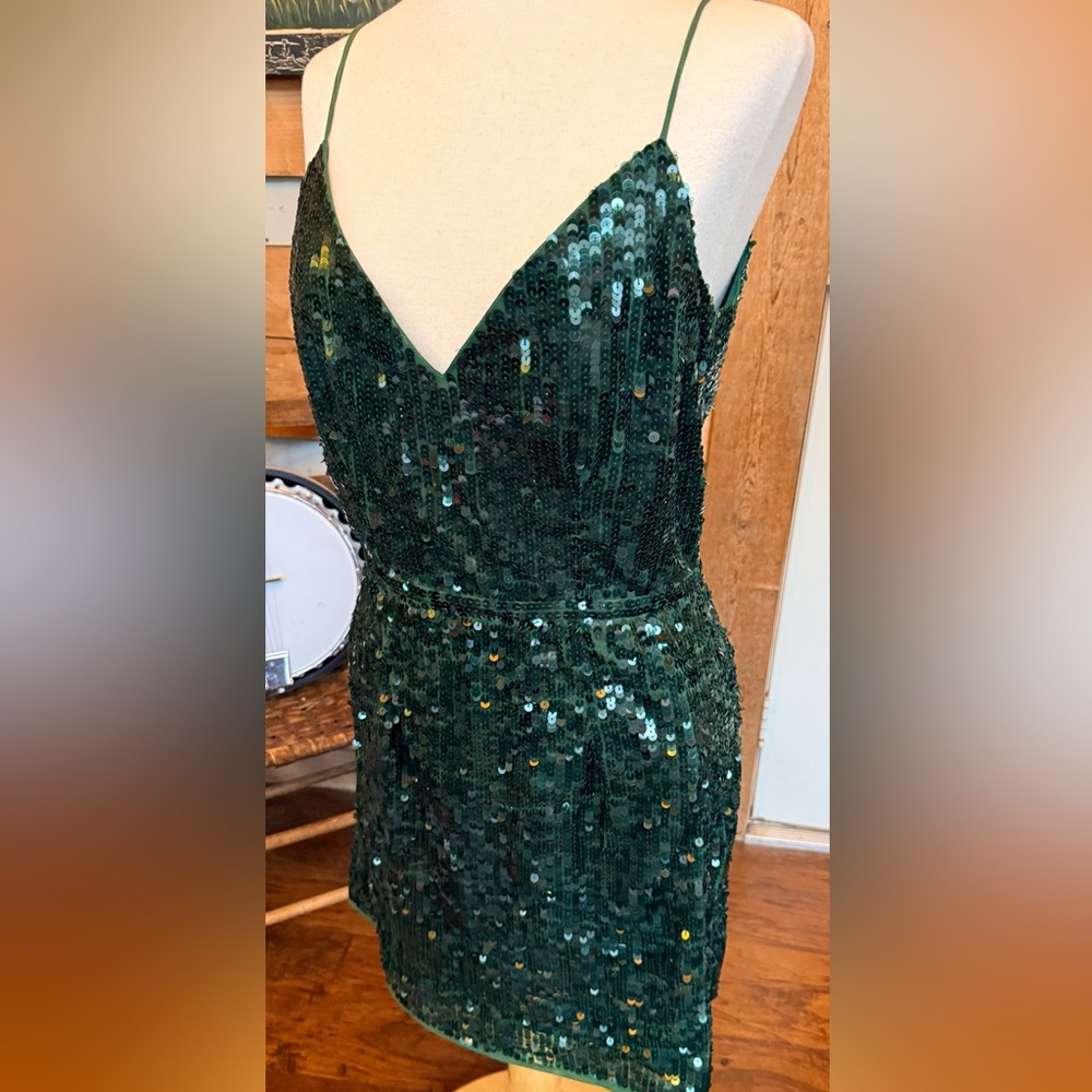 Mac Duggal Emerald Sequin Gown NWT 8